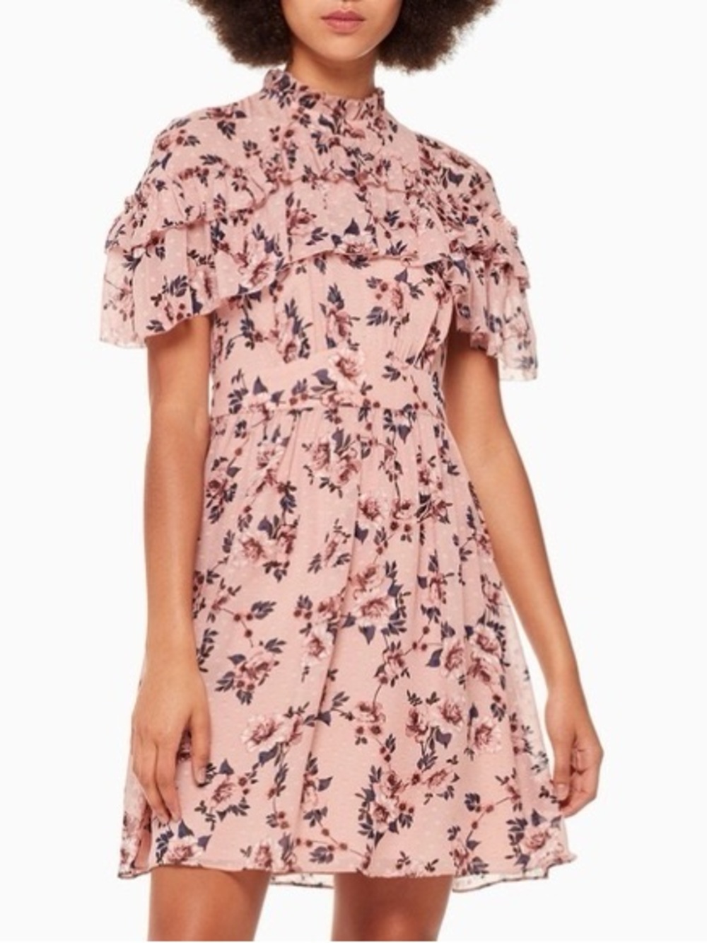 Kate Spade Prairie Rose Clip Pink Floral Ruffle Mini Dress - Sz 6